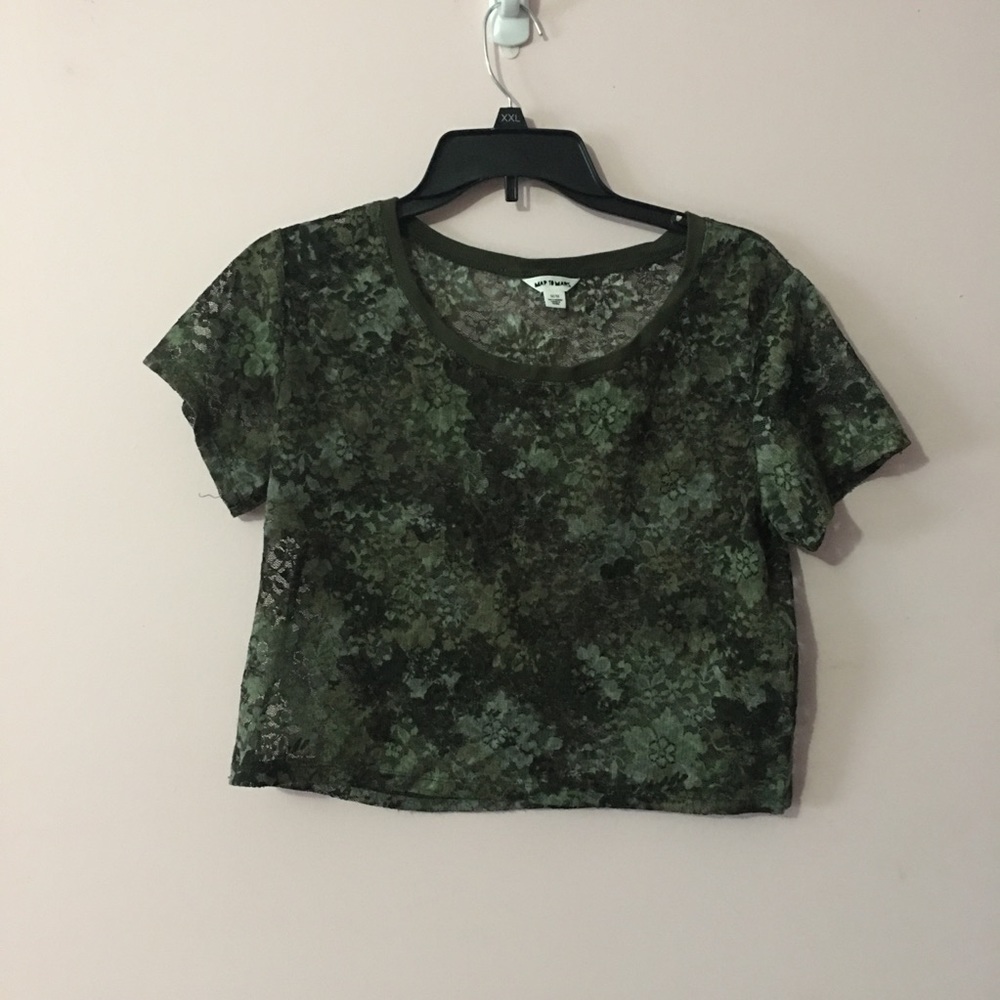 Map to Mars green lace crop top